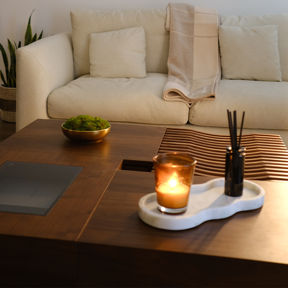 Mid Century Modern Coffee Table Wood Veneer Coffee Table