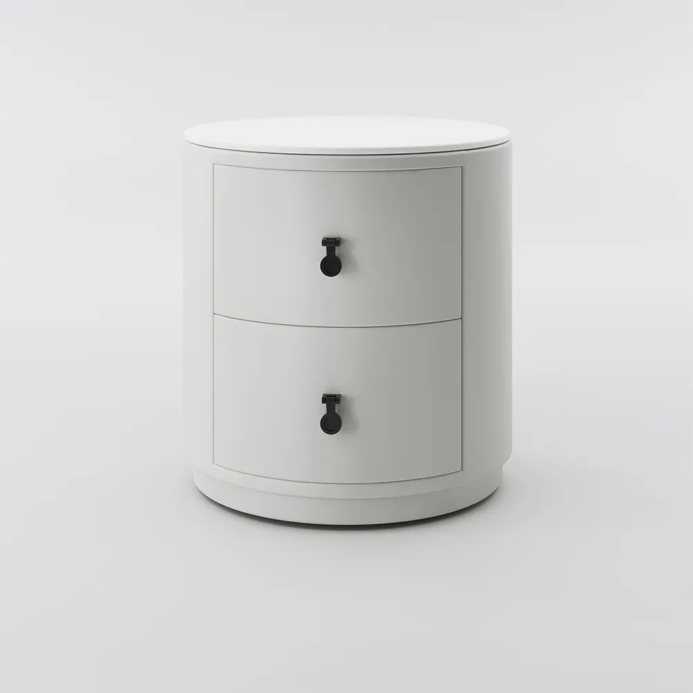 Modern Round Two Drawers Premium Nightstand 