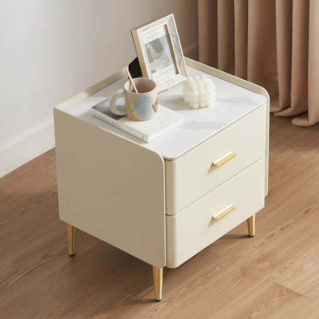 Modern Minimalist Curved Drawer Solid Wood Nightstand