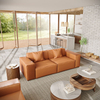 Minimalist Modular Leather Track Arm Orange Color Sofa