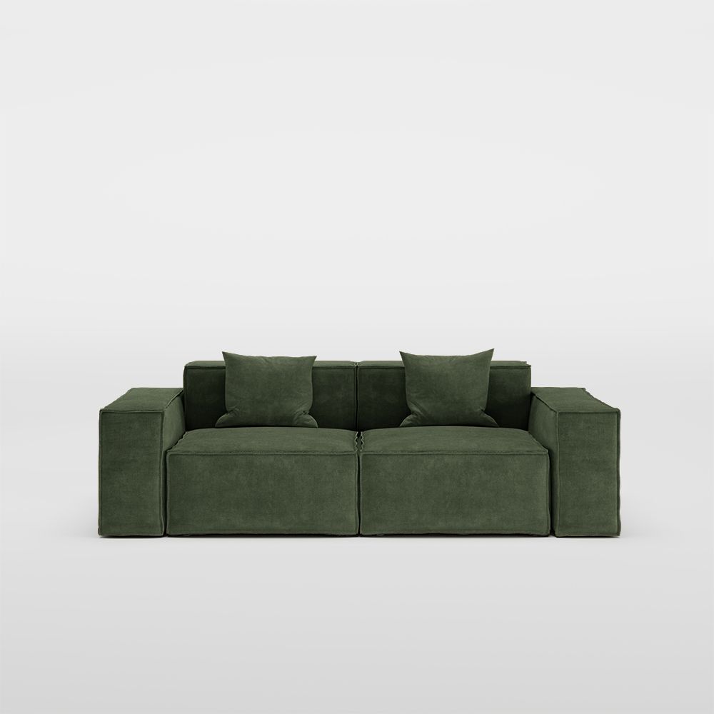 Modern Track Arm Fabric Green Color Modular Sofa 