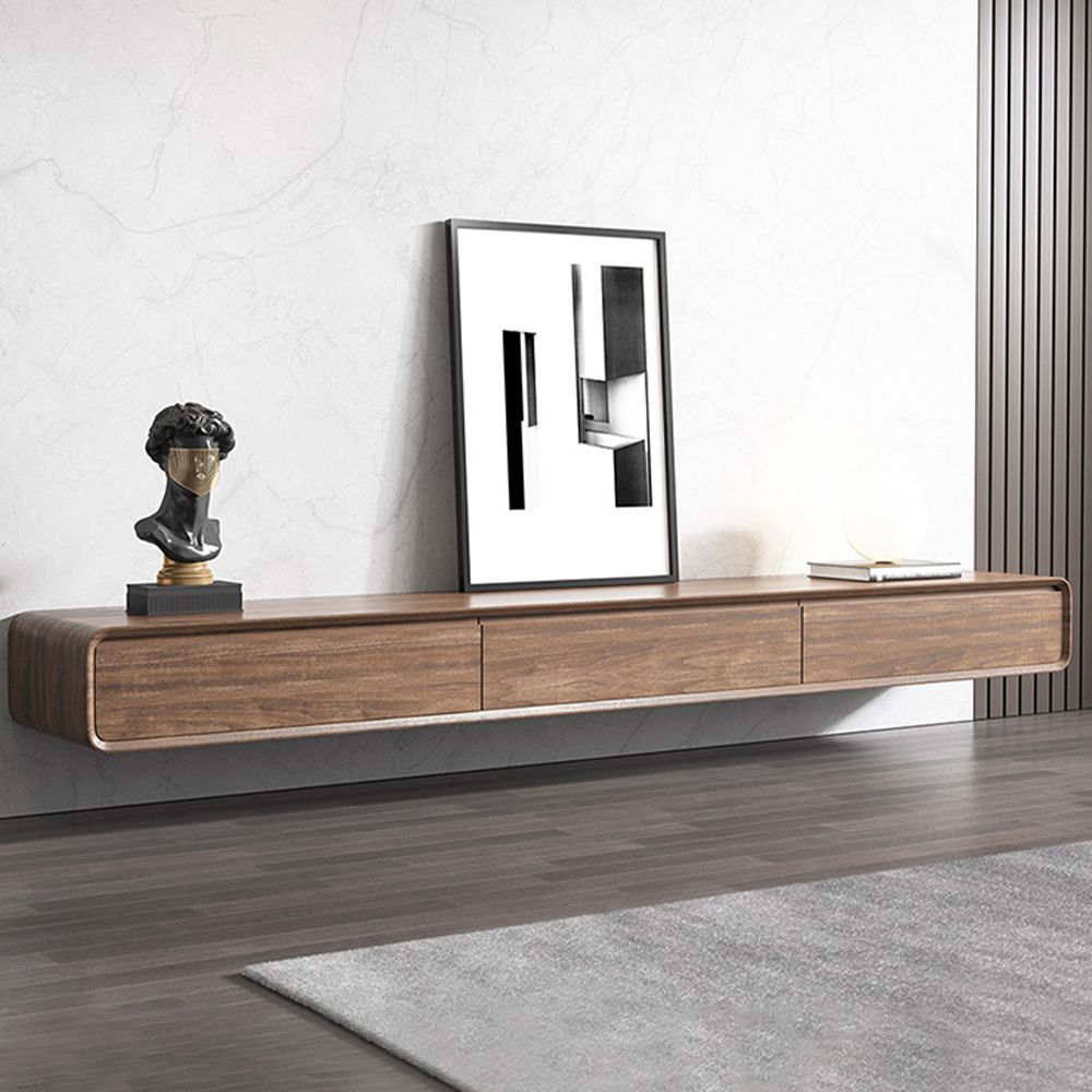 Minimalist Wall-Mounted Walnut Veneer TV Console 