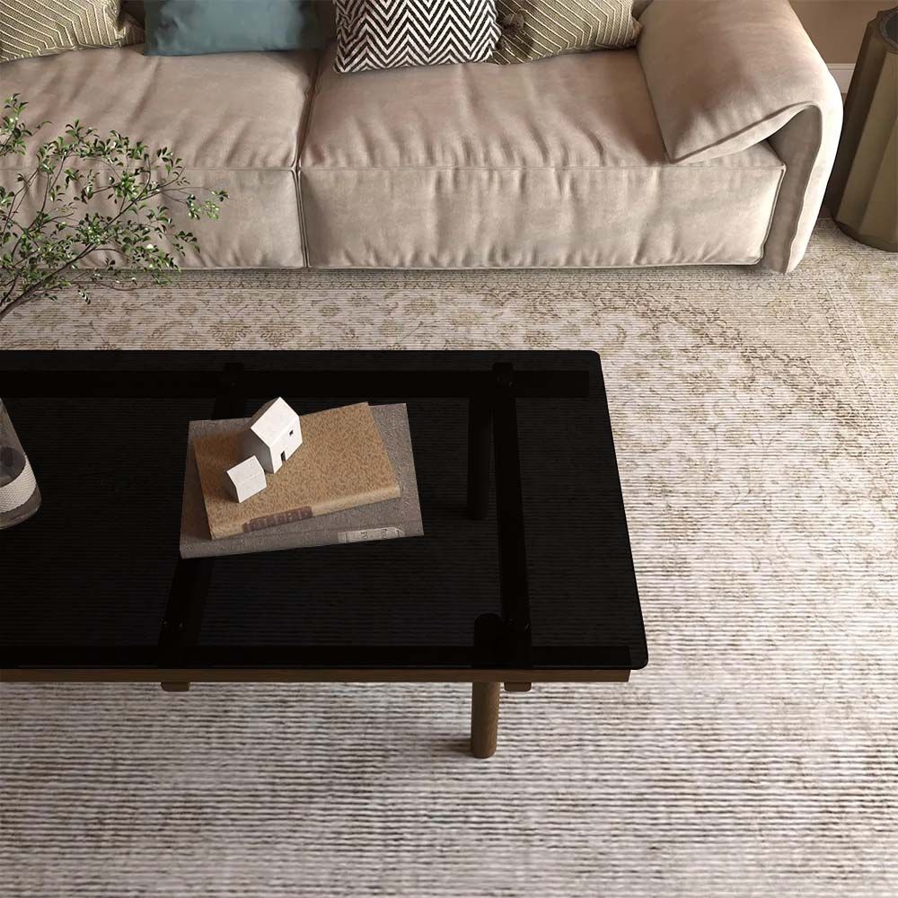 Modern Tempered Black Glass Coffee Table