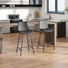 Modern Gray PU Leather Carbon Steel Black Metal Legs Bar Stools