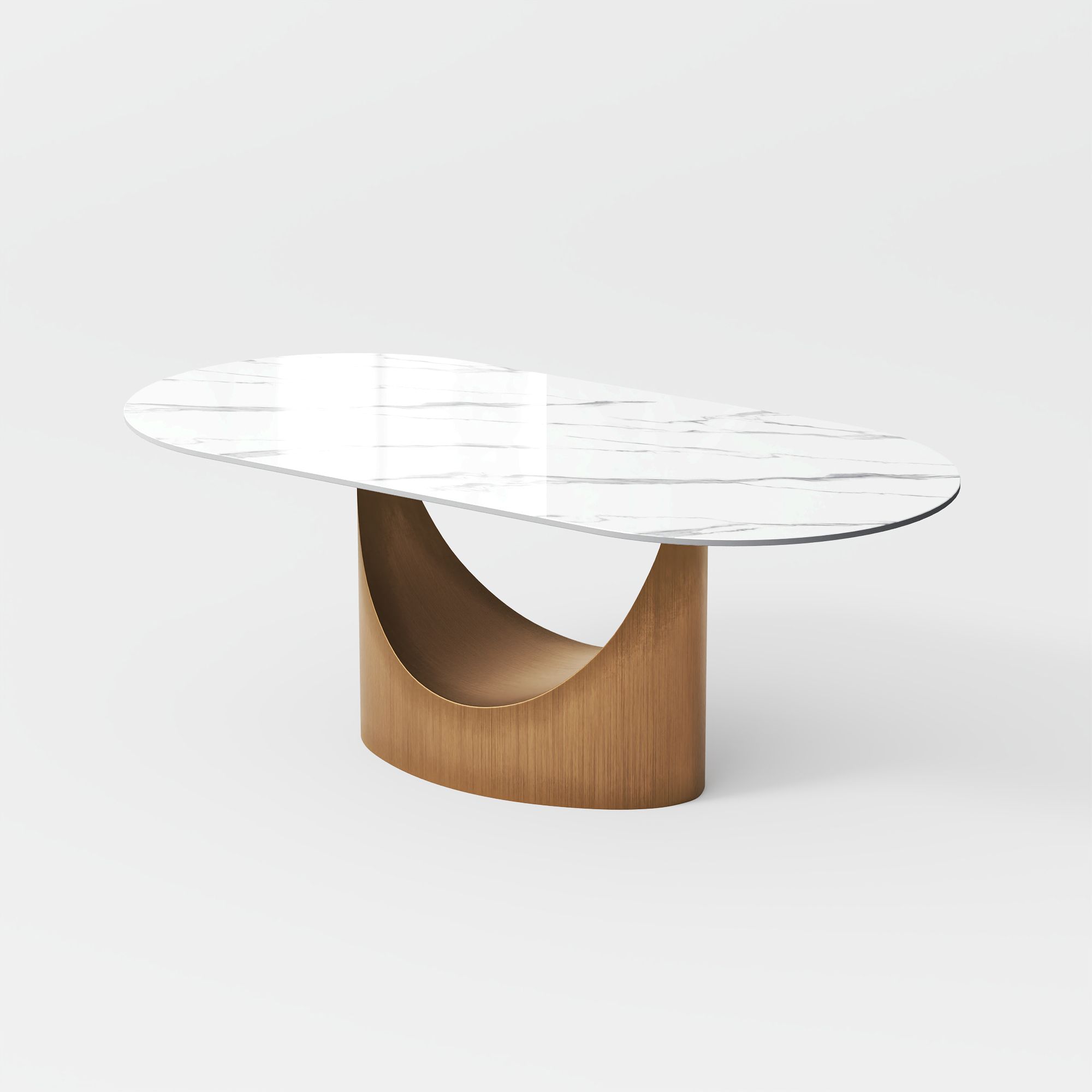 Modern Luxury Oval Glossy Sintered Stone Dining Table 