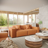 Minimalist Modular Leather Track Arm Orange Color Sofa