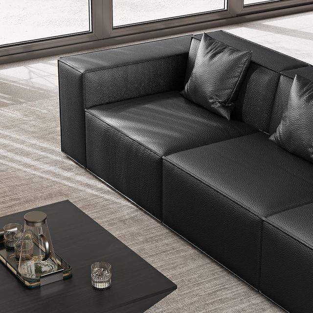 Minimalist Modular Leather Sofa Track Arm Sofa