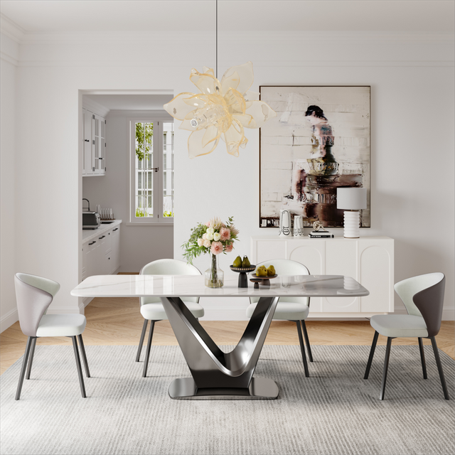 Modern Dining Furniture Rectangular Glossy White Dining Table