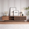 Modern Louvered Solid Wood TV Stand