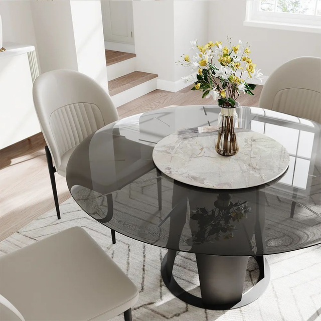 Modern Glass Round Pedestal Dining Table