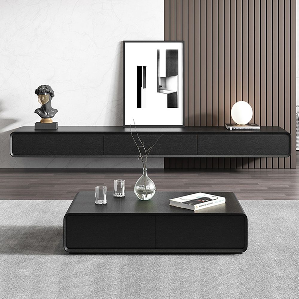 Minimalist Wall-Mounted Walnut Veneer TV Console 