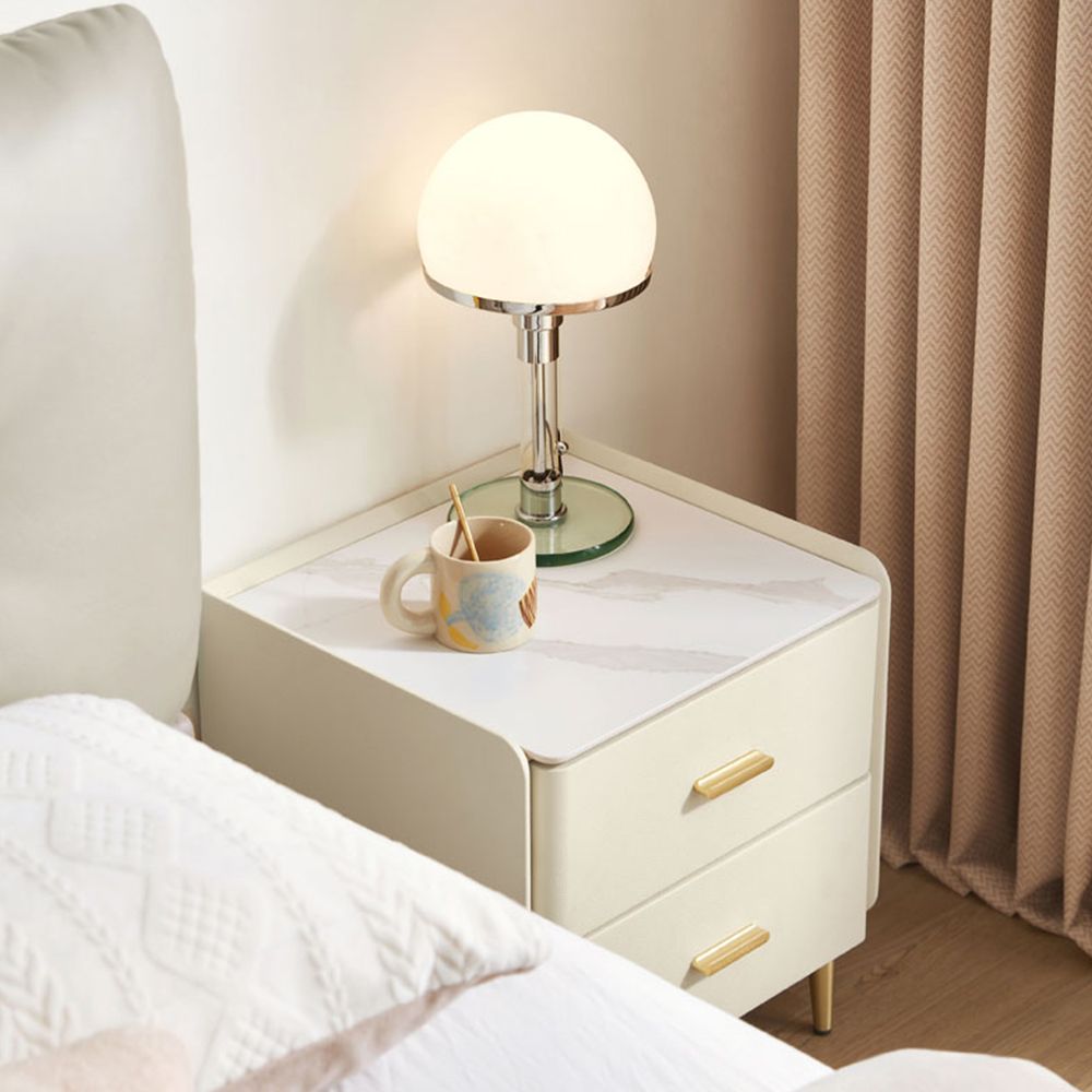 Modern Minimalist Curved Drawer Solid Wood Nightstand