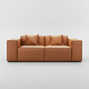 Minimalist Modular Leather Track Arm Orange Color Sofa