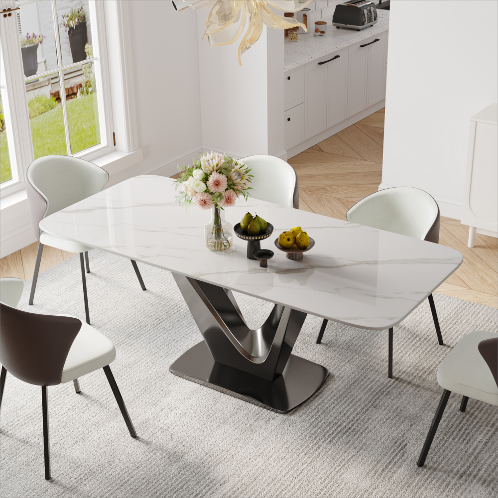 Modern Dining Furniture Rectangular Glossy White Dining Table