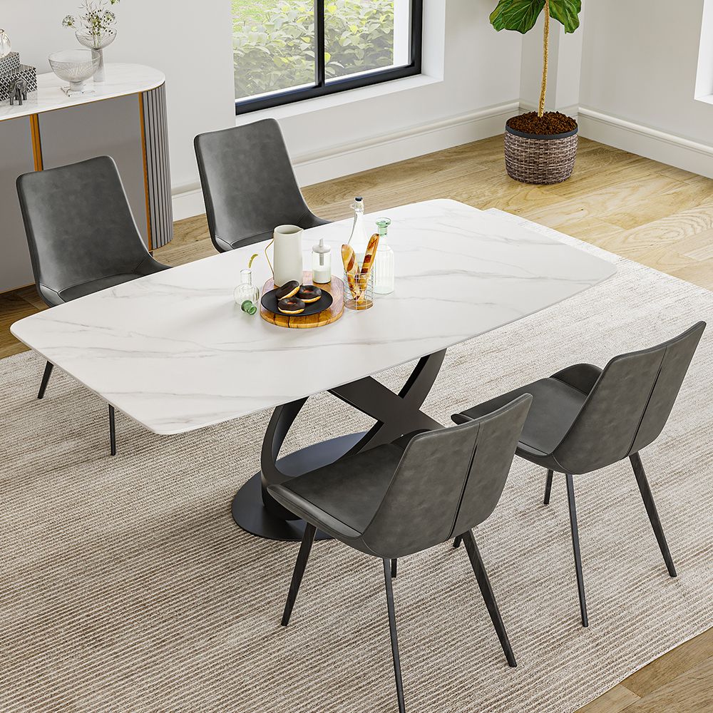 Modern Glossy & Matte White Dining Table