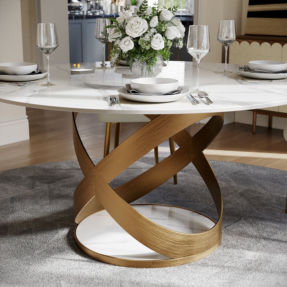 Modern Round Glossy Marble Dining Table