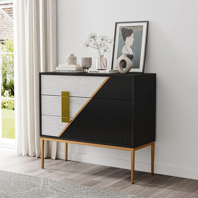 Modern Sleek Color-Blocked Dresser 