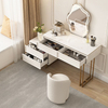 Modern LED Mirror 4 Solid Wood Drawers Beige with Storage Makeup Vanity Set 