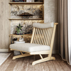 Modern Nordic High-Back Leisure White Oak Accent Chair