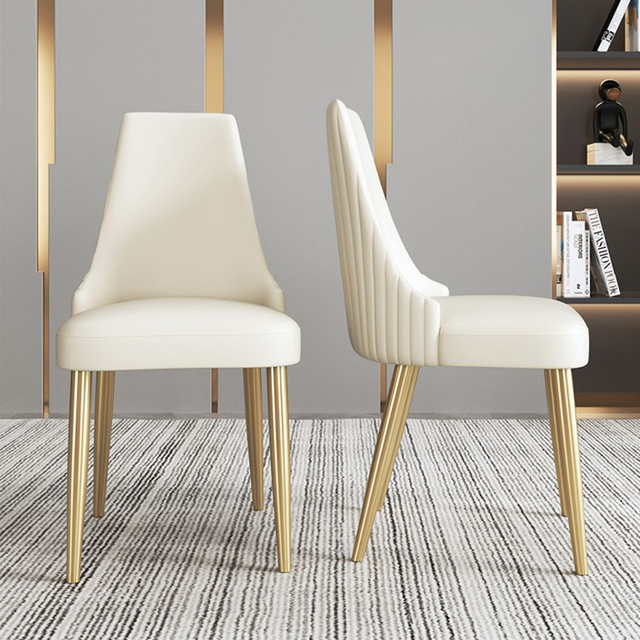 Luxury Modern White PU Leather Upholstery Dining Chair 