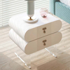 Modern Bedroom Beige Rotatable Acrylic Leg Nightstand 