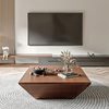 Modern Square Drum Wood Trapezoid Coffee Table