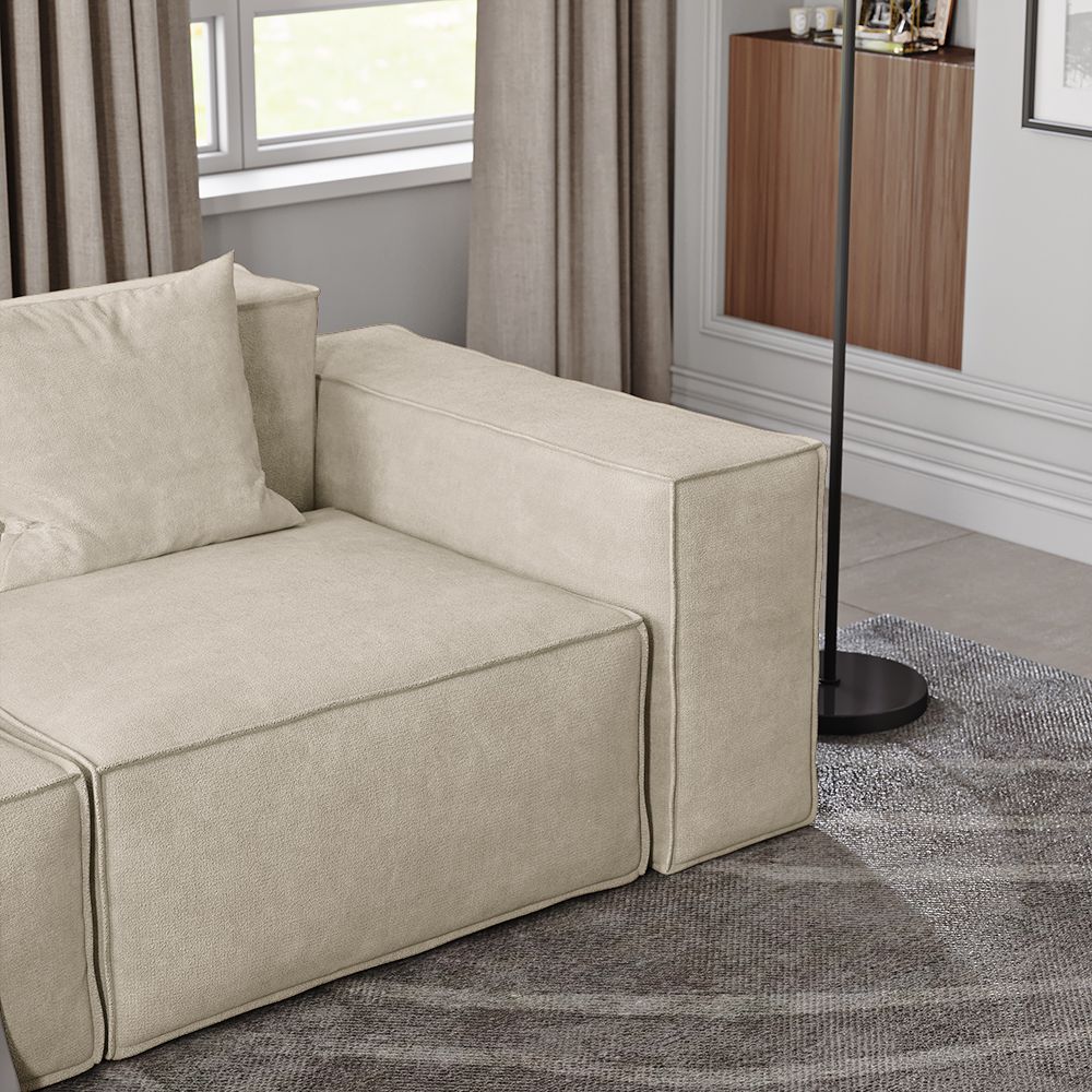 Modern Track Arm Fabric Beige Color Modular Sofa 