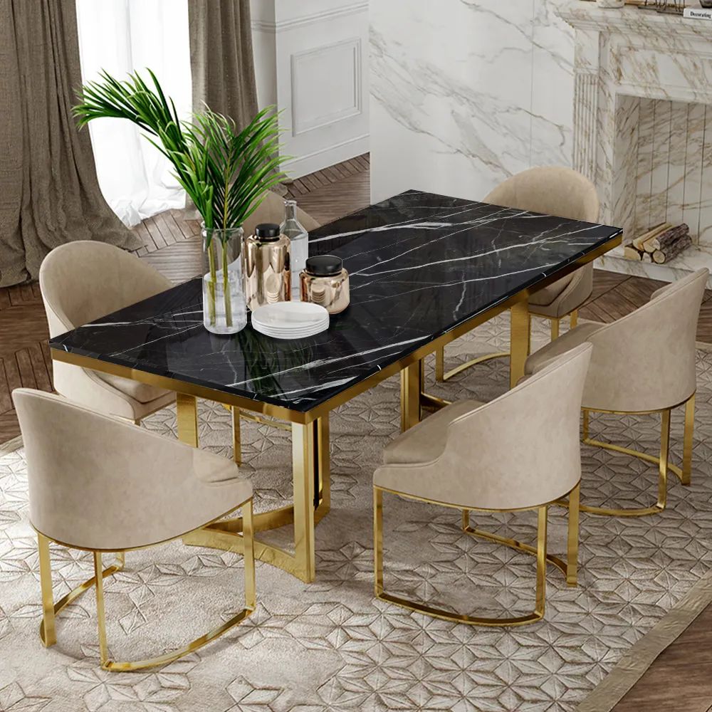 Furniture Manufacture Modern Faux Marble Dining Table 