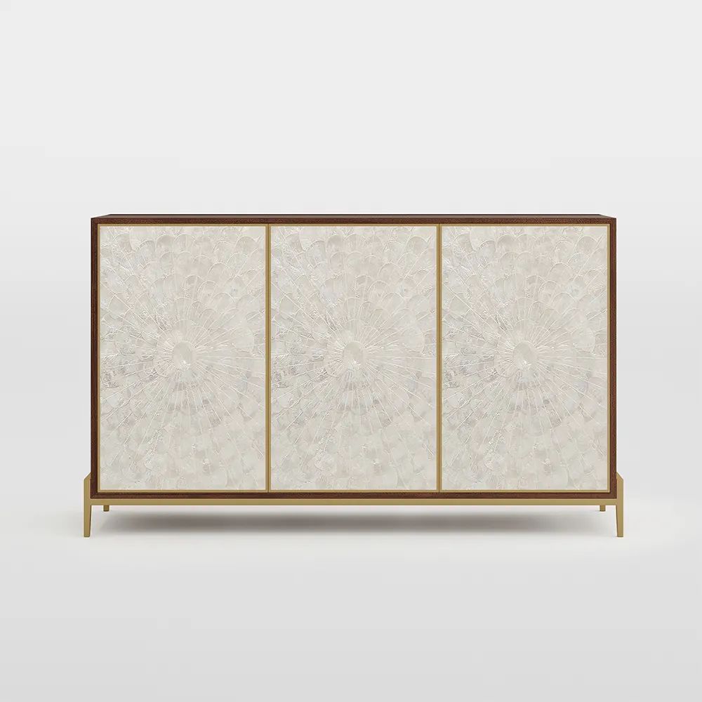 Mid-Century Modern Seashell 3-Door Full Assembly Sideboard 