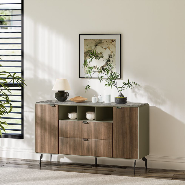 Modern Light Luxury Faux Marble Top Sideboard Buffet