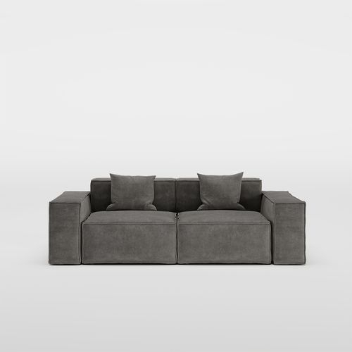 Modern Track Arm Fabric Dark Gray Modular Sofa 