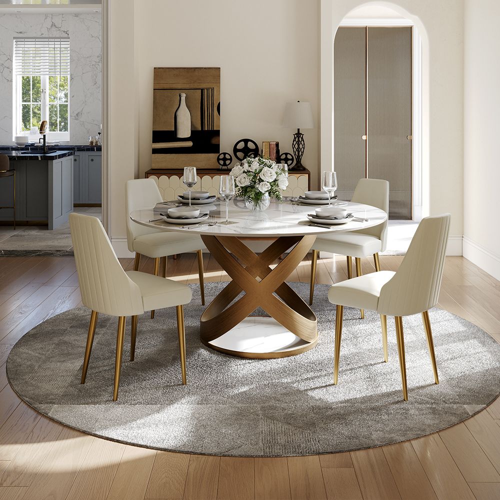 Modern Round Glossy Marble Dining Table