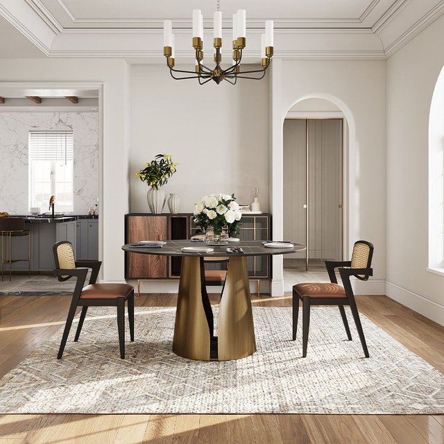 Modern Golden Base Round Dining Table