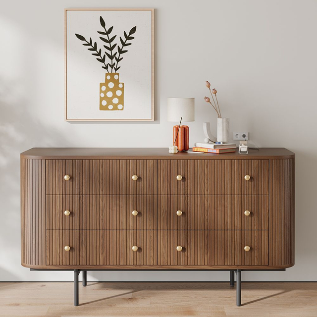 Mid-Century Modern 6-Drawer Plywood Dresser 