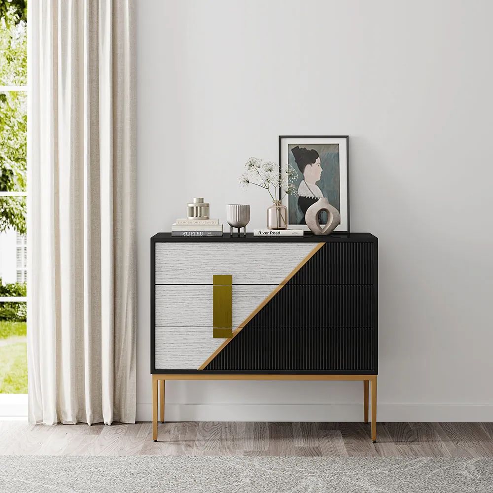 Modern Sleek Color-Blocked Dresser 