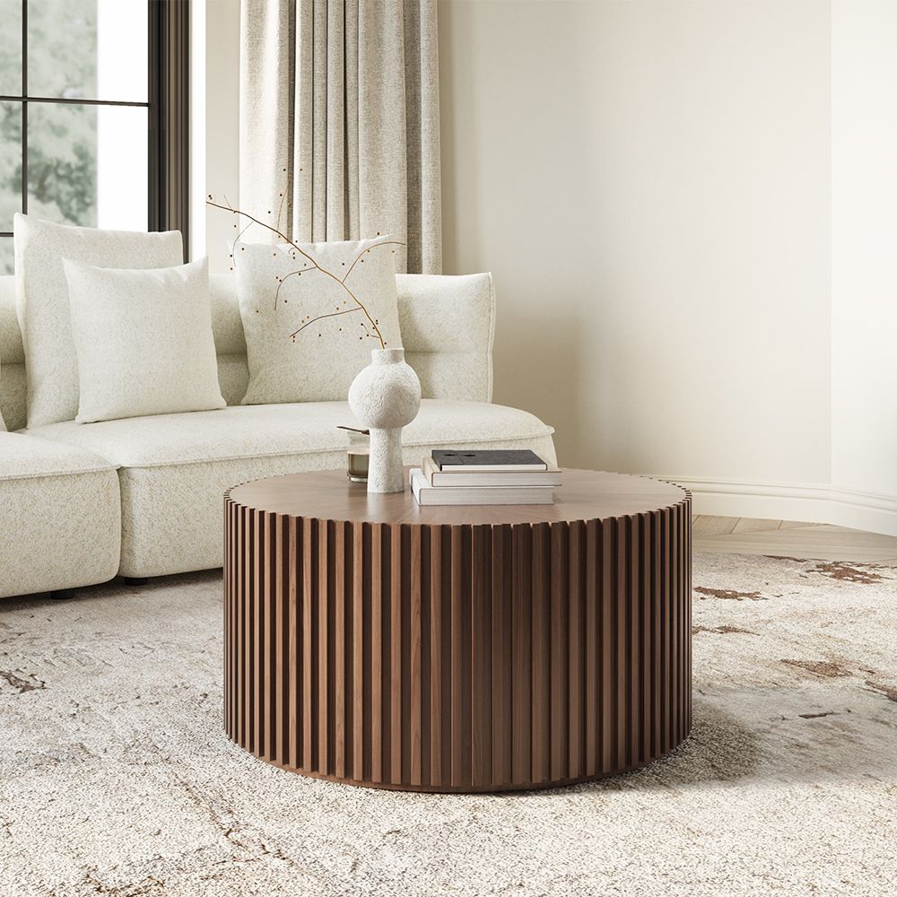 Mid-century Modern Round Wood Coffee Table 