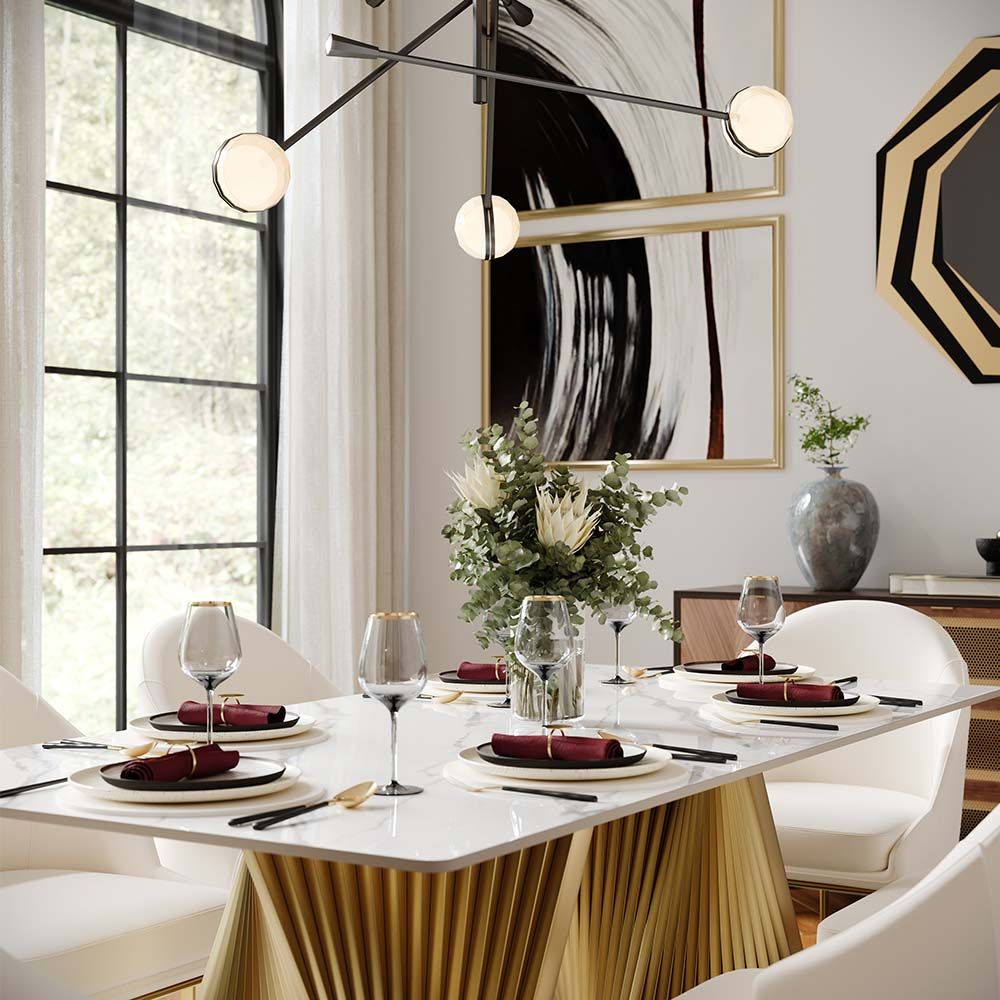 Modern Gold Spiral Dining Table 